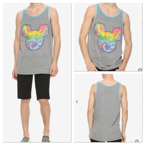 Disney Mickey Mouse rainbow melt tank top gray multicolor M